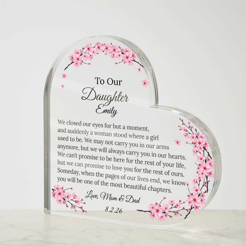 To Our Daughter Heart Plaque From Mom & Dad