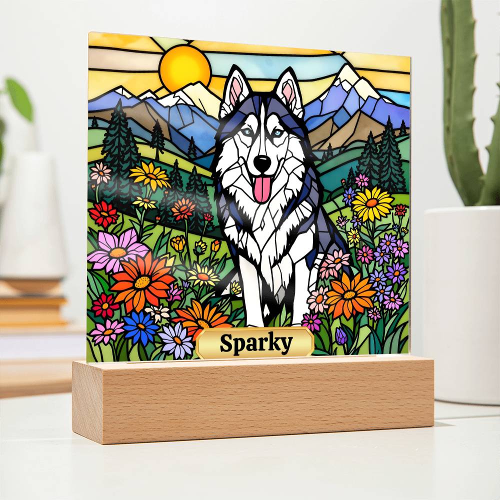 Husky Dog Lighted Plaque