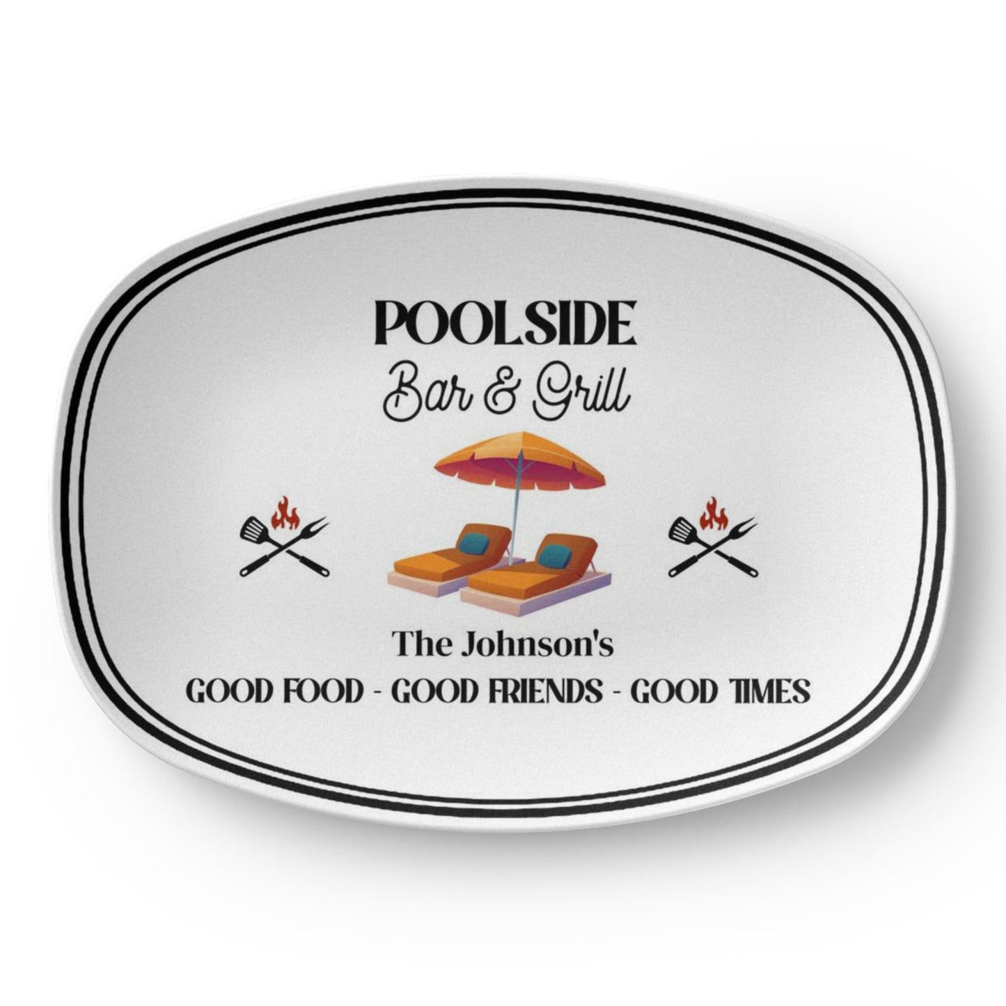 Personalized Poolside Bar and Grill BBQ Grilling Plate