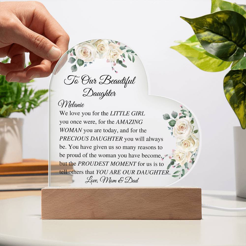 Daughter Acrylic Heart Plaque from Mom & Dad