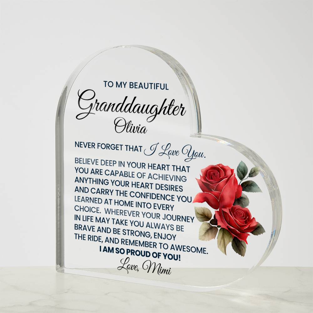 Personalized Granddaughter Acrylic Heart Plaque