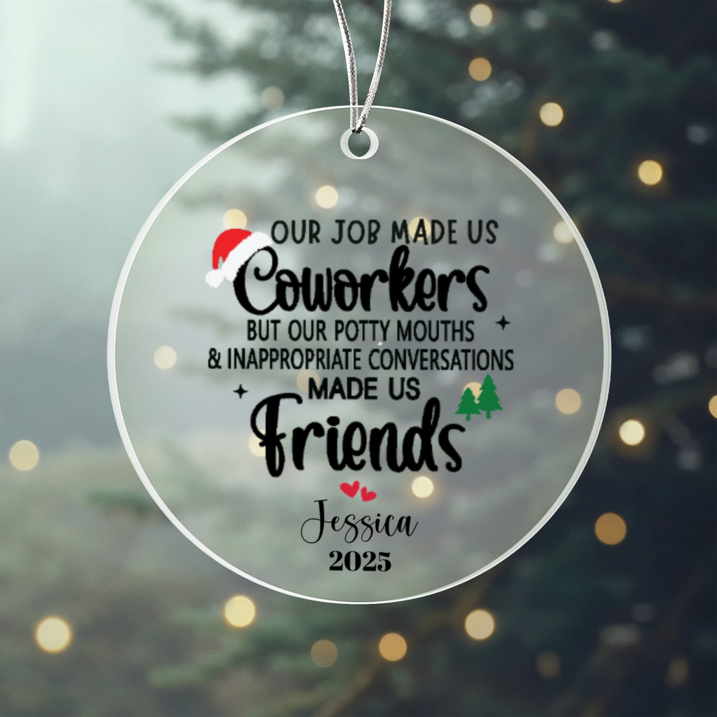 Coworker Acrylic Heart or Round Ornament