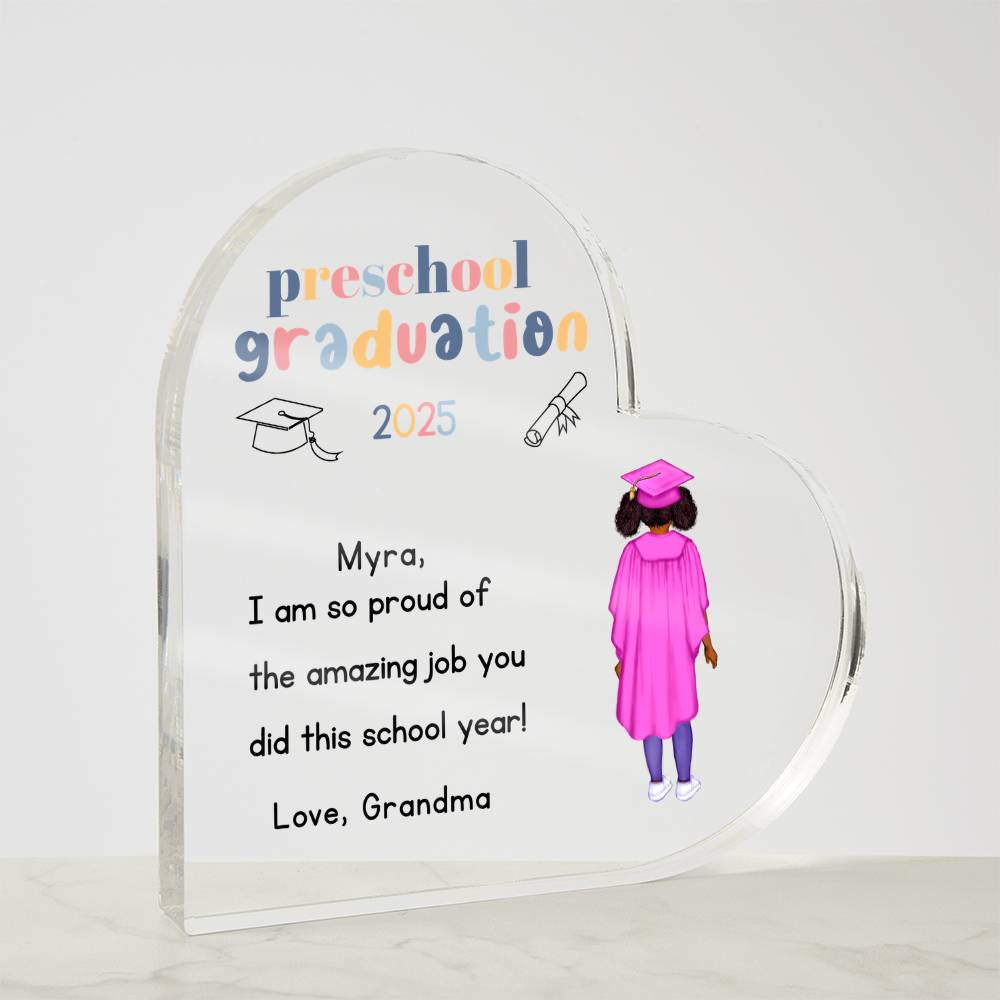 Personalized Preschool Graduation Heart Plaque Gift