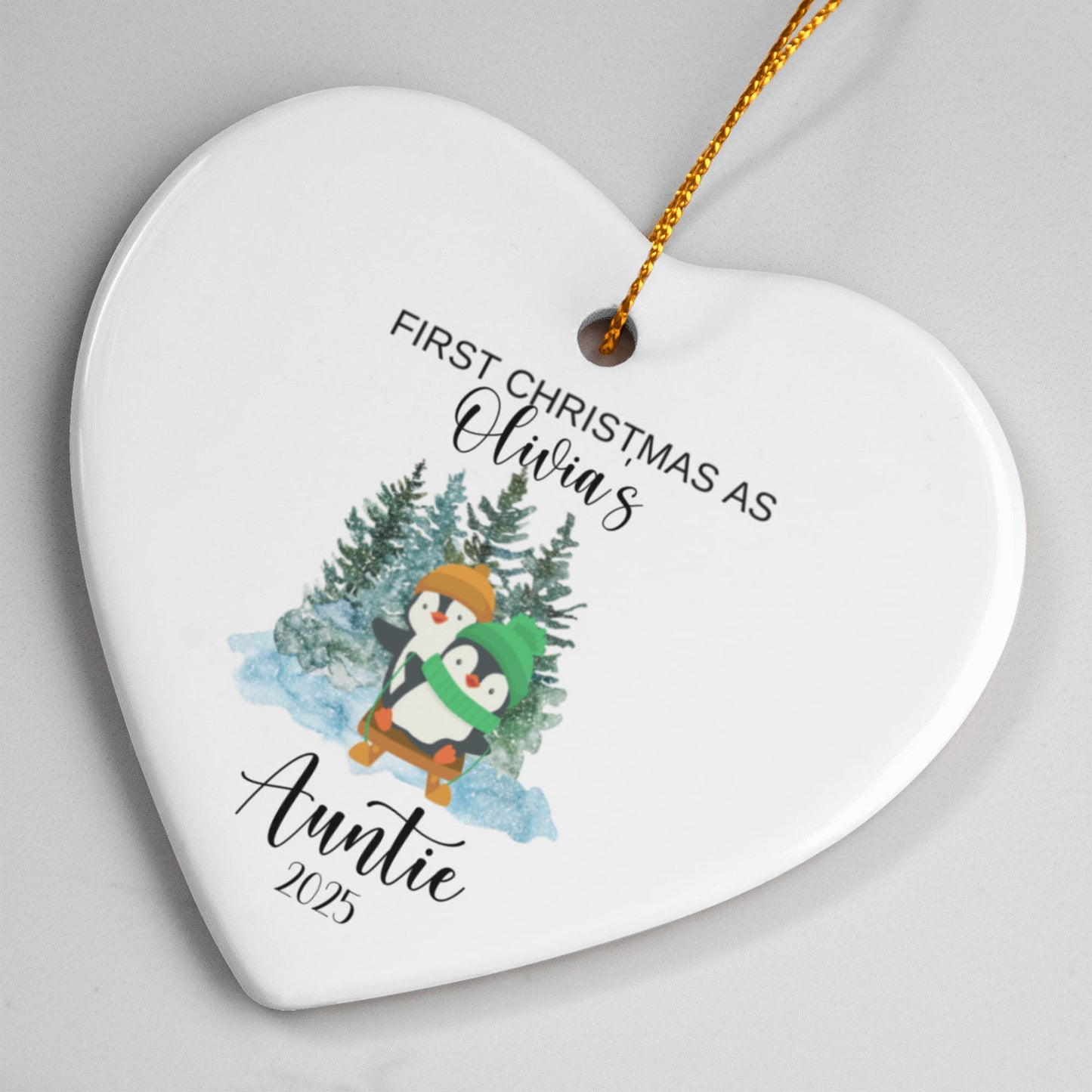 First Christmas As Aunt Heart Ornament