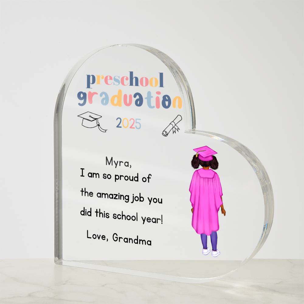 Personalized Preschool Graduation Heart Plaque Gift