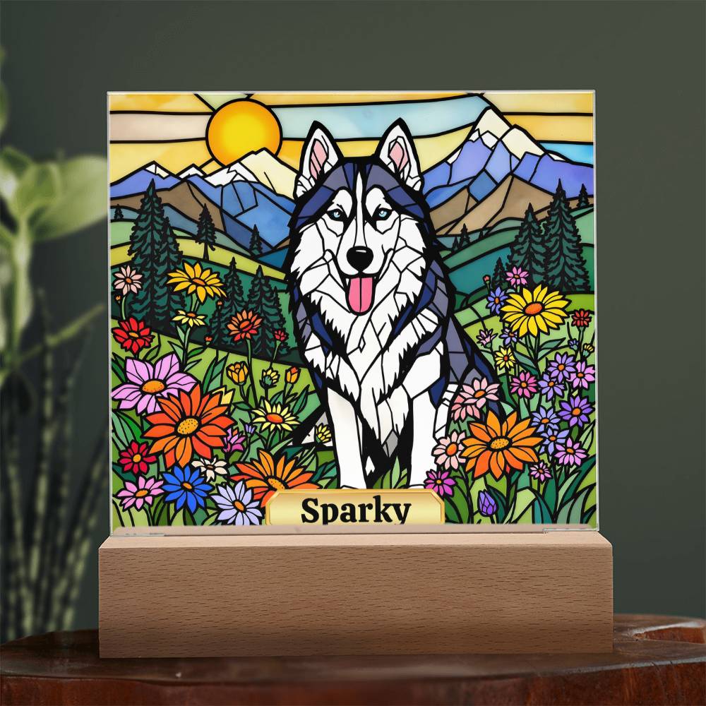 Husky Dog Lighted Plaque