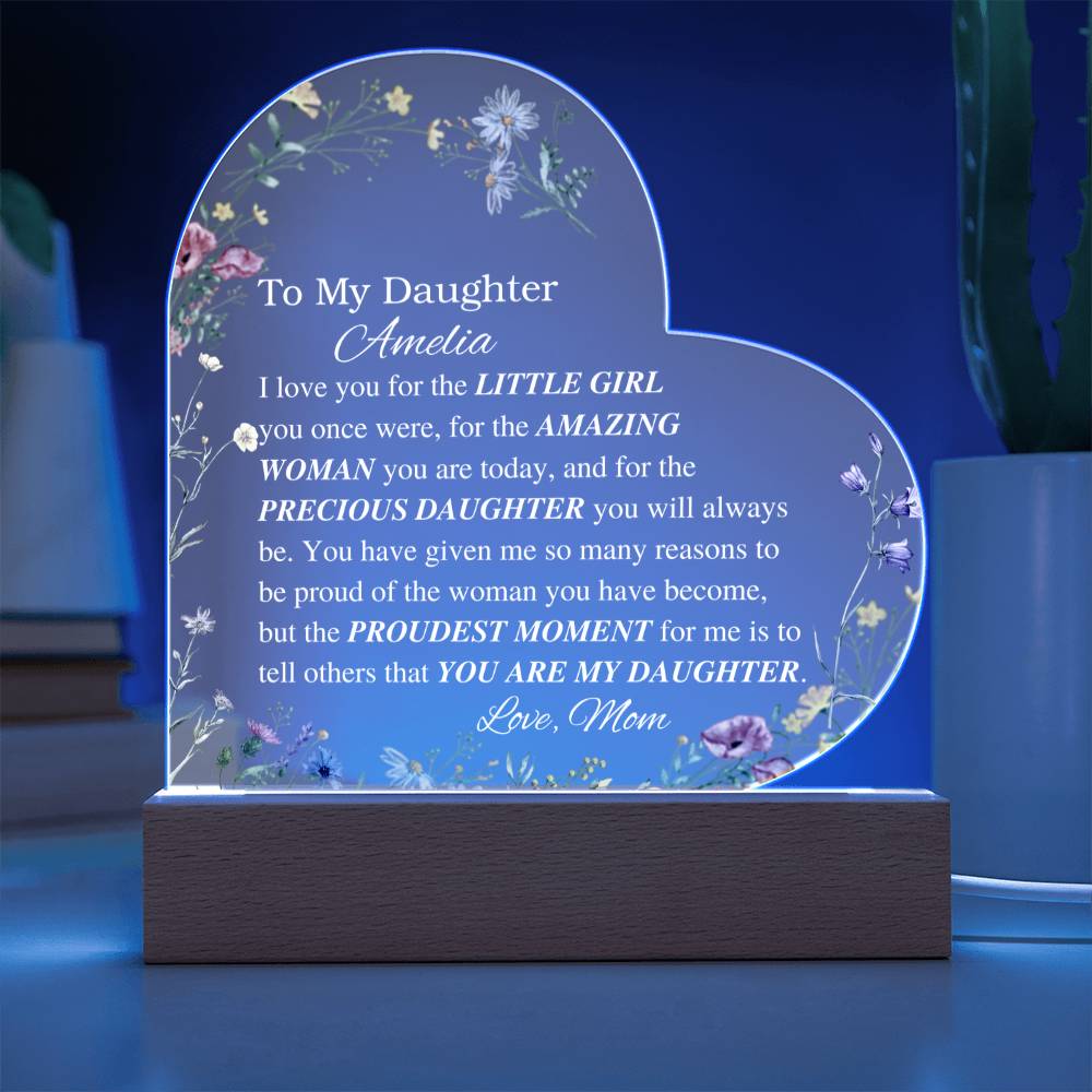 Personalized daughter Acrylic Heart Plaque