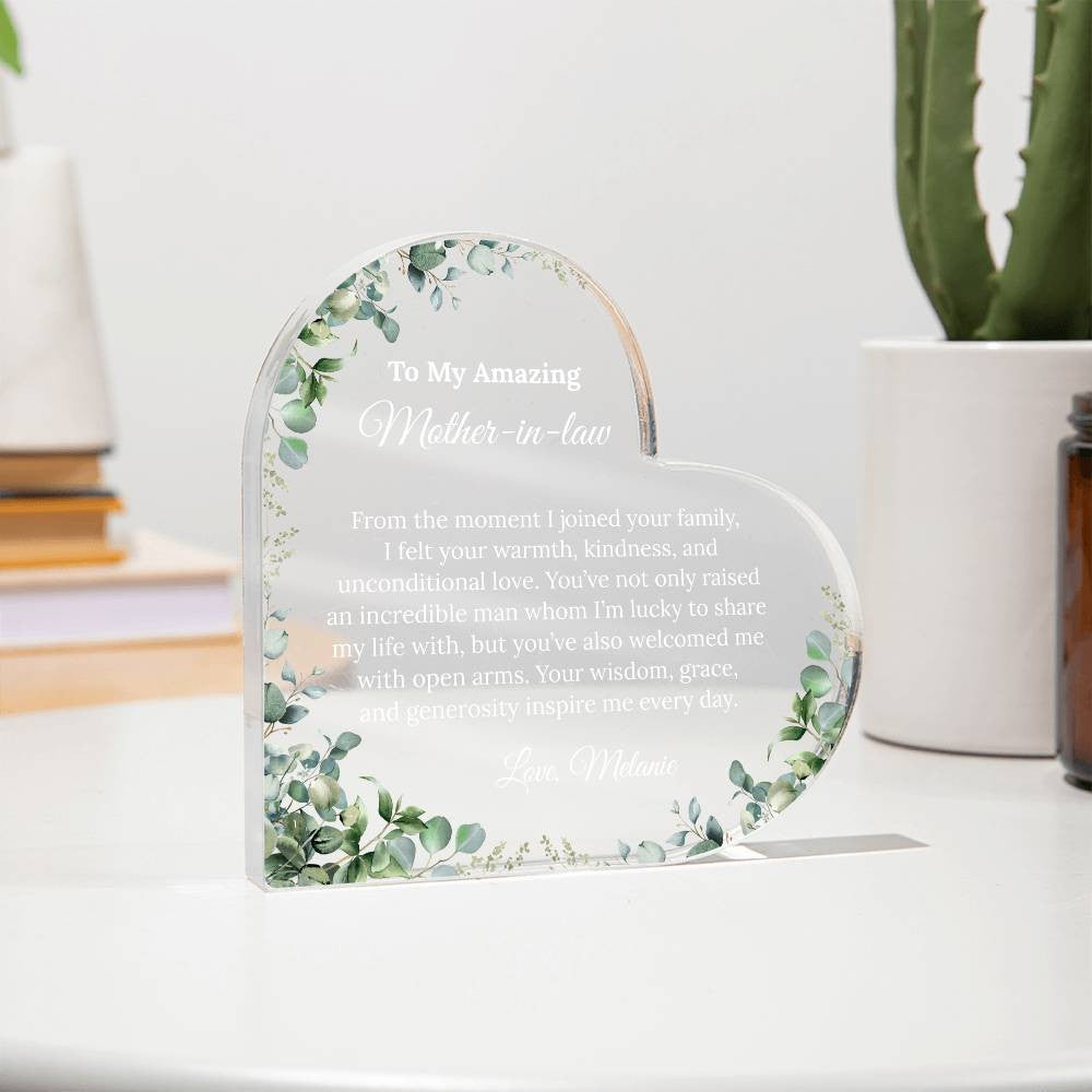 Personalized Mother in Law Heart Plaque