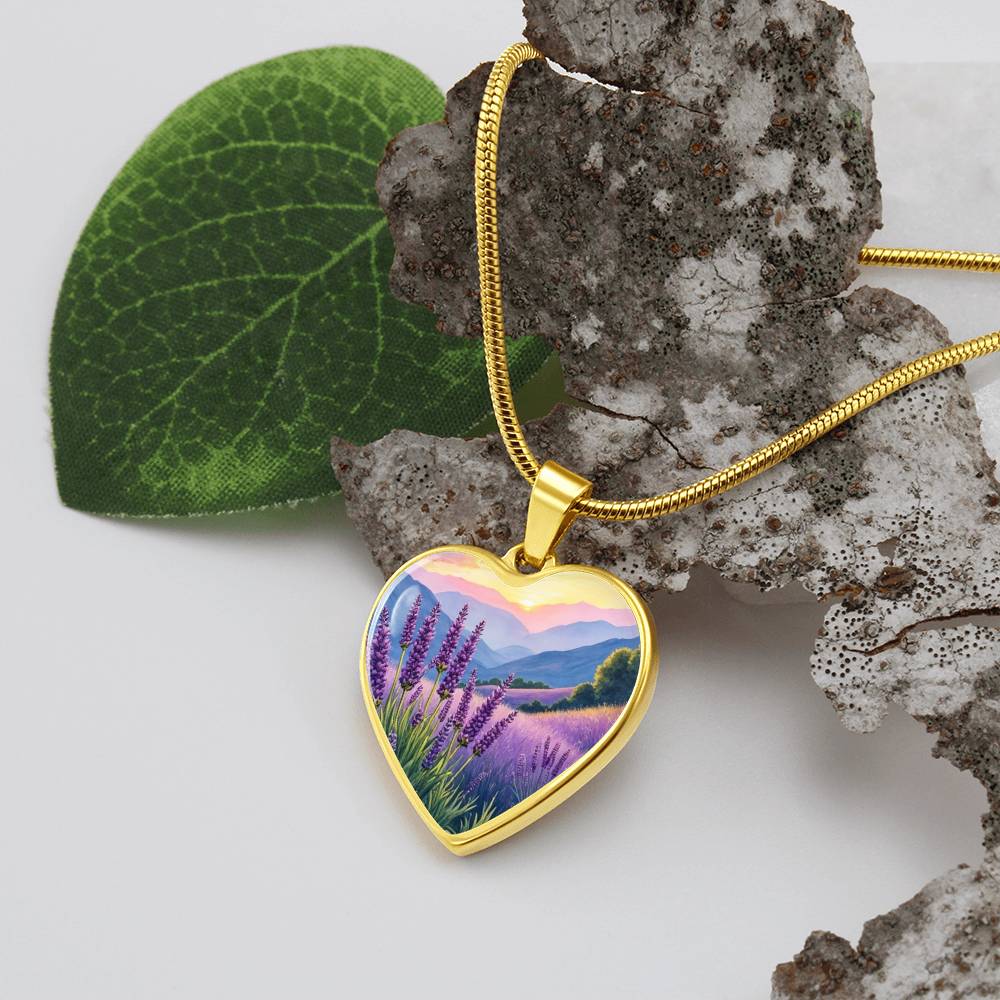 Lavender Field Necklace with Engraving