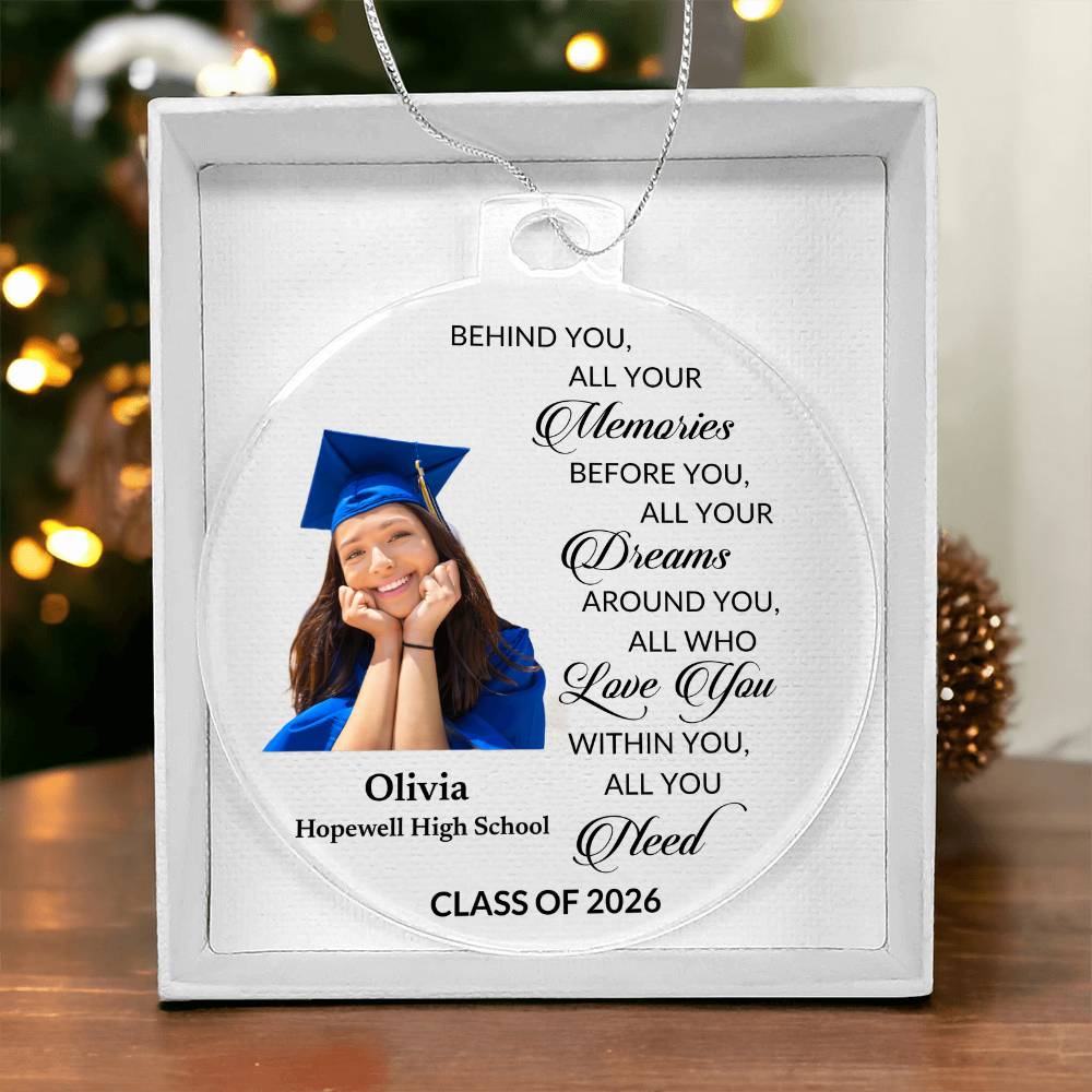 Graduation Photo Ornament 2025 2026, Personalized Graduation Keepsake, Class of 2025 2026 Gift, High School Grad Gift