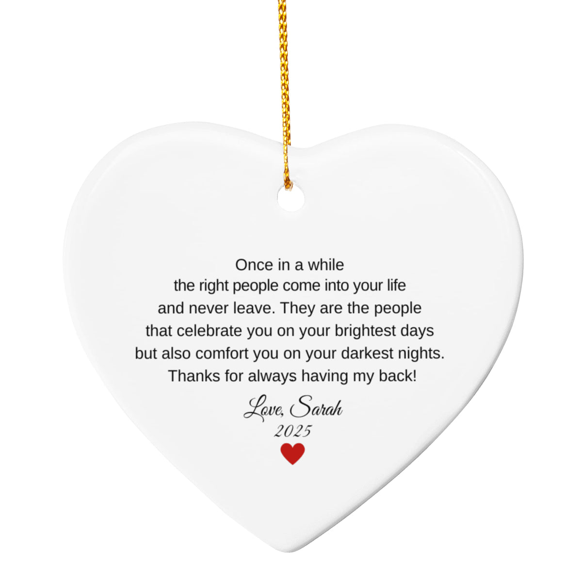 Friends Ceramic Heart Thank You Ornament