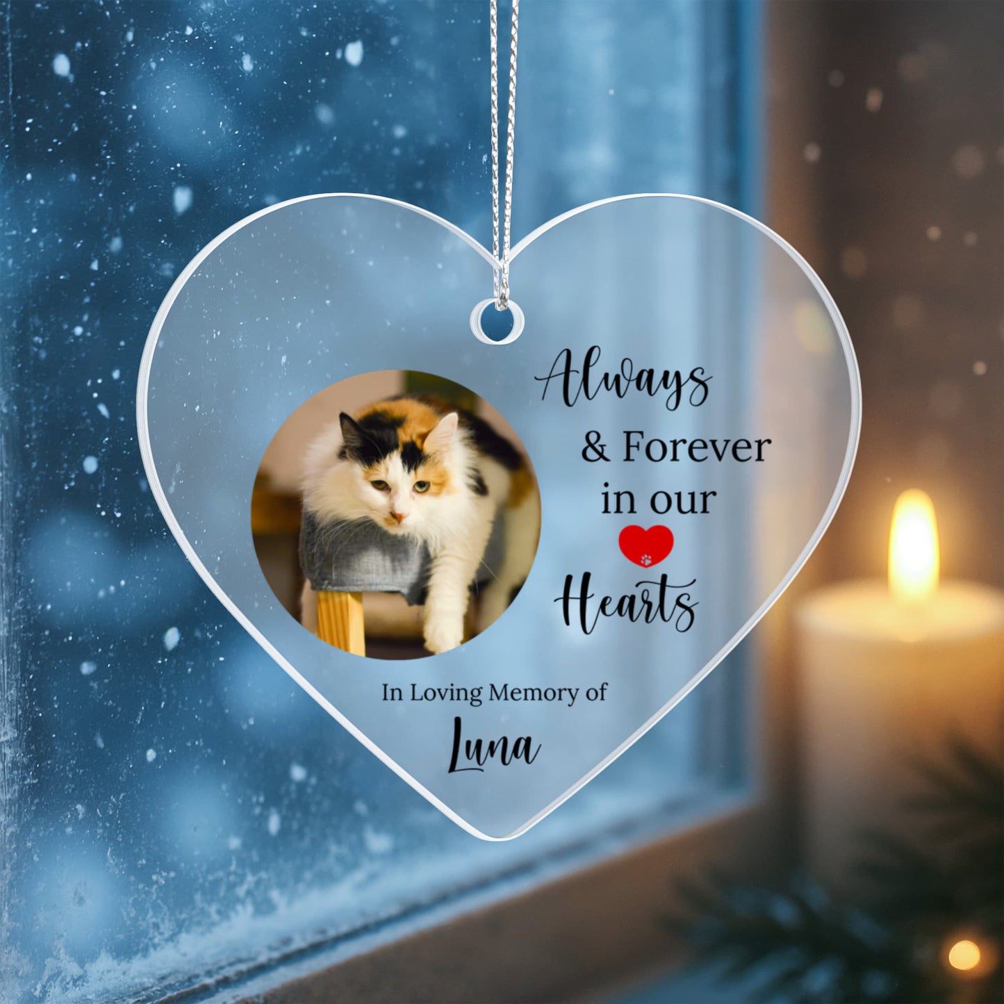 Cat or Dog Memorial Acrylic Heart Ornament