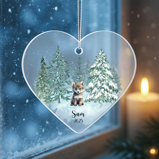 Woodland Animals Acrylic Heart Ornament