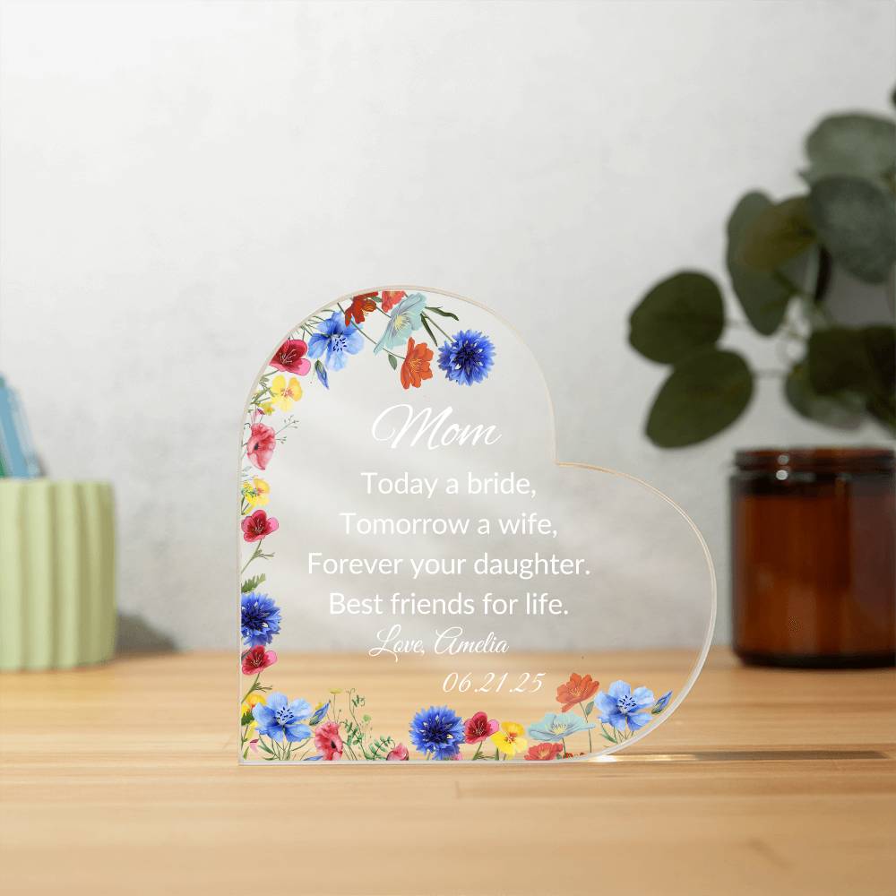 Mother of The Bride Acrylic Heart Plaque