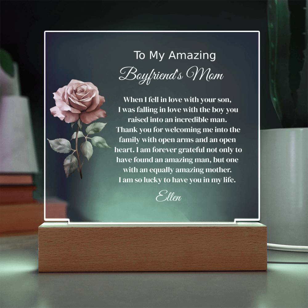 Personalized Boyfriend's Mom Lighted Plaque