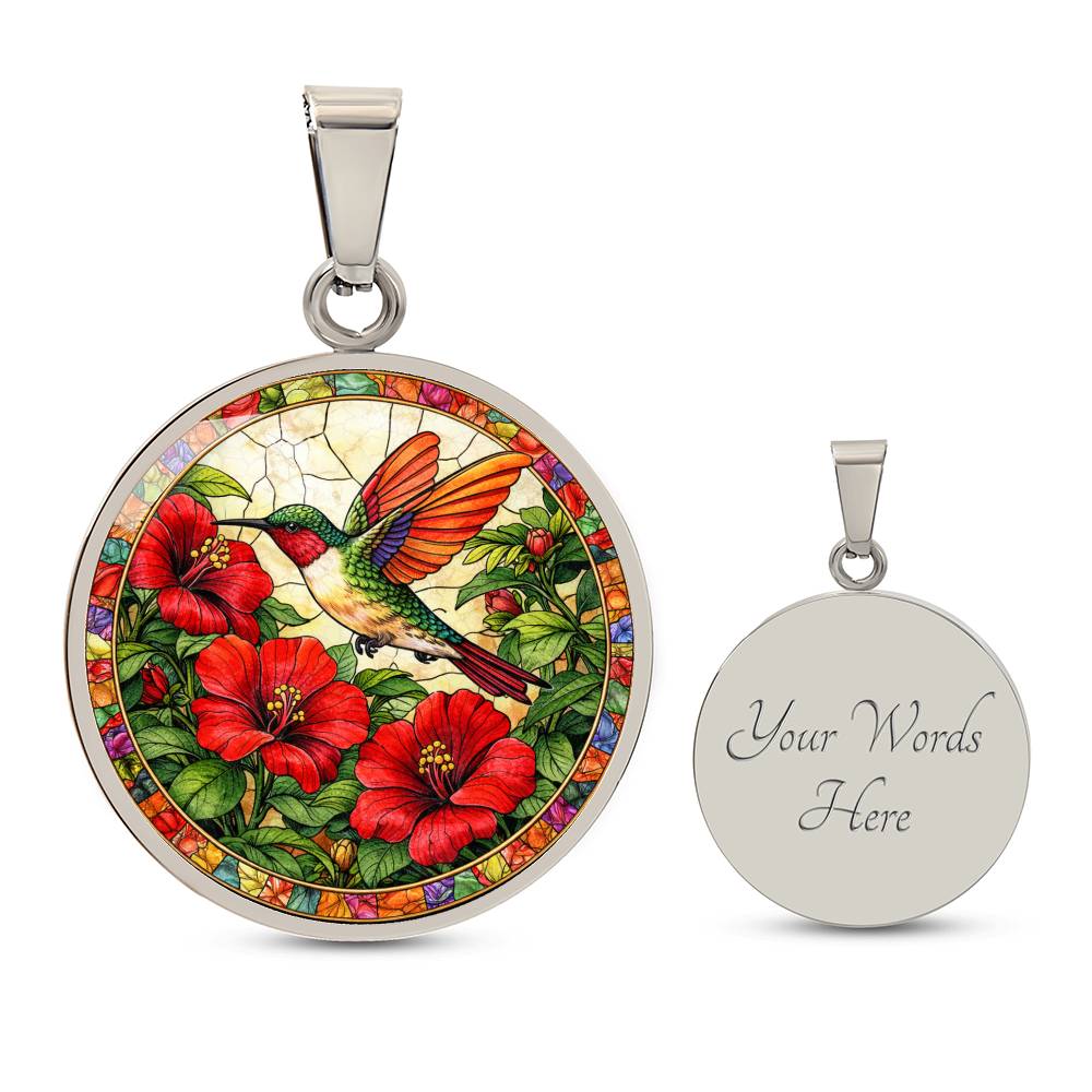 Hummingbird Necklace, Personalized Engraved Jewelry