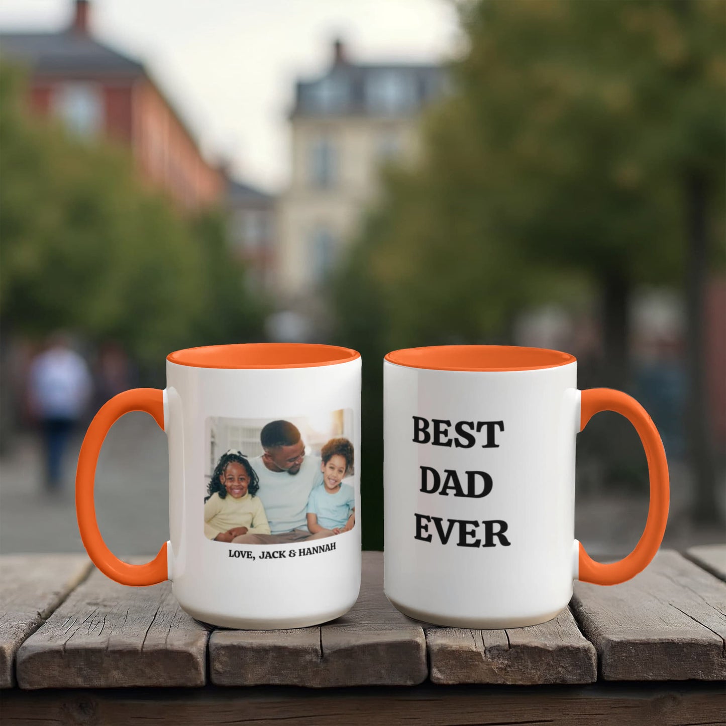 Personalized Dad Photo Mug, Best Dad Ever Coffee Cup, Father's Day Gift, Custom Photo Mug for Dad, Two-Tone Ceramic Mug