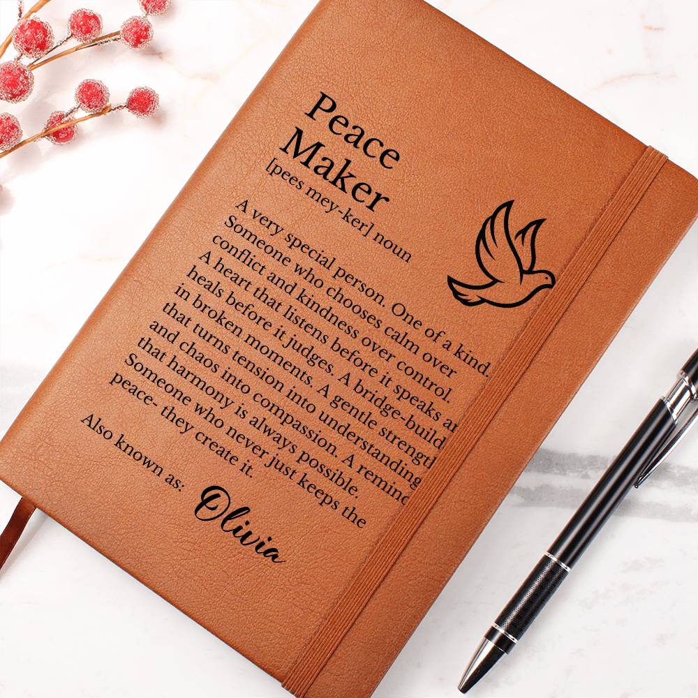 Peace Maker Journal, Mindfulness Diary, Personalized Notebook, Gift for Writers, Inspirational Journal, Custom Diary