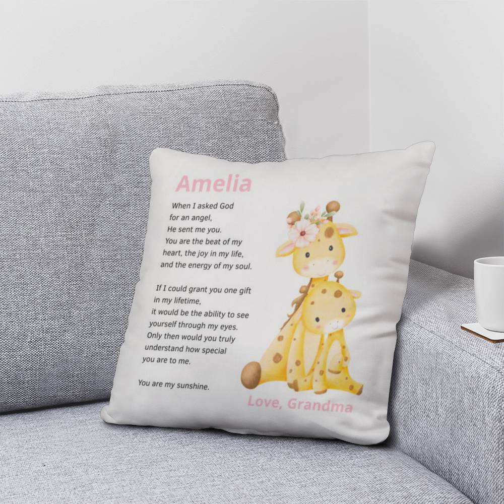 Granddaughter Personalized Giraffe Pillow