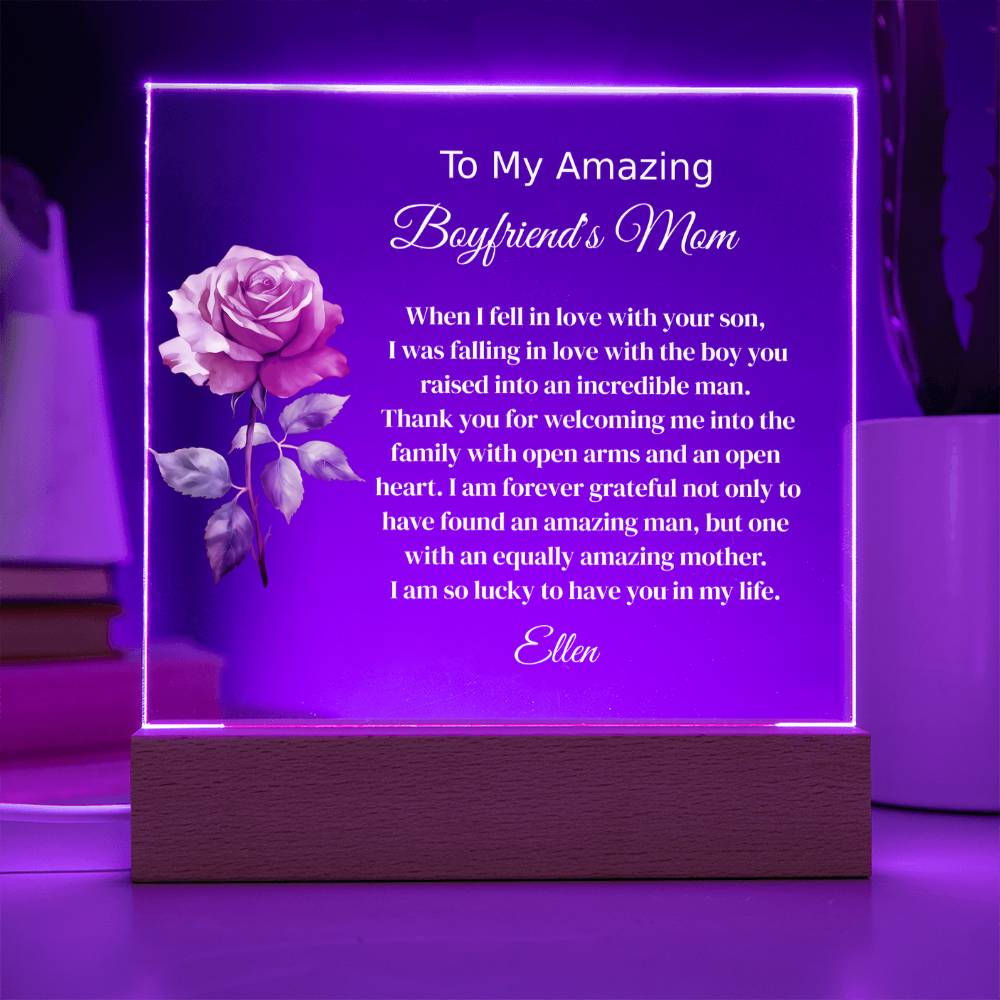 Personalized Boyfriend's Mom Lighted Plaque