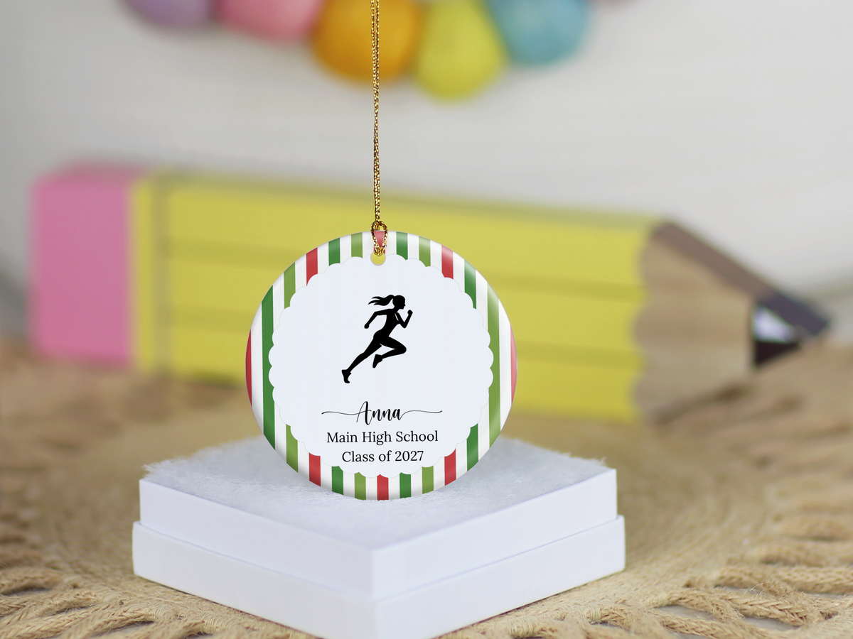 Personalized Runner Christmas Ornament, Track and Field Gift, Senior Night Keepsake, Custom Athlete Ornament for Cross Country