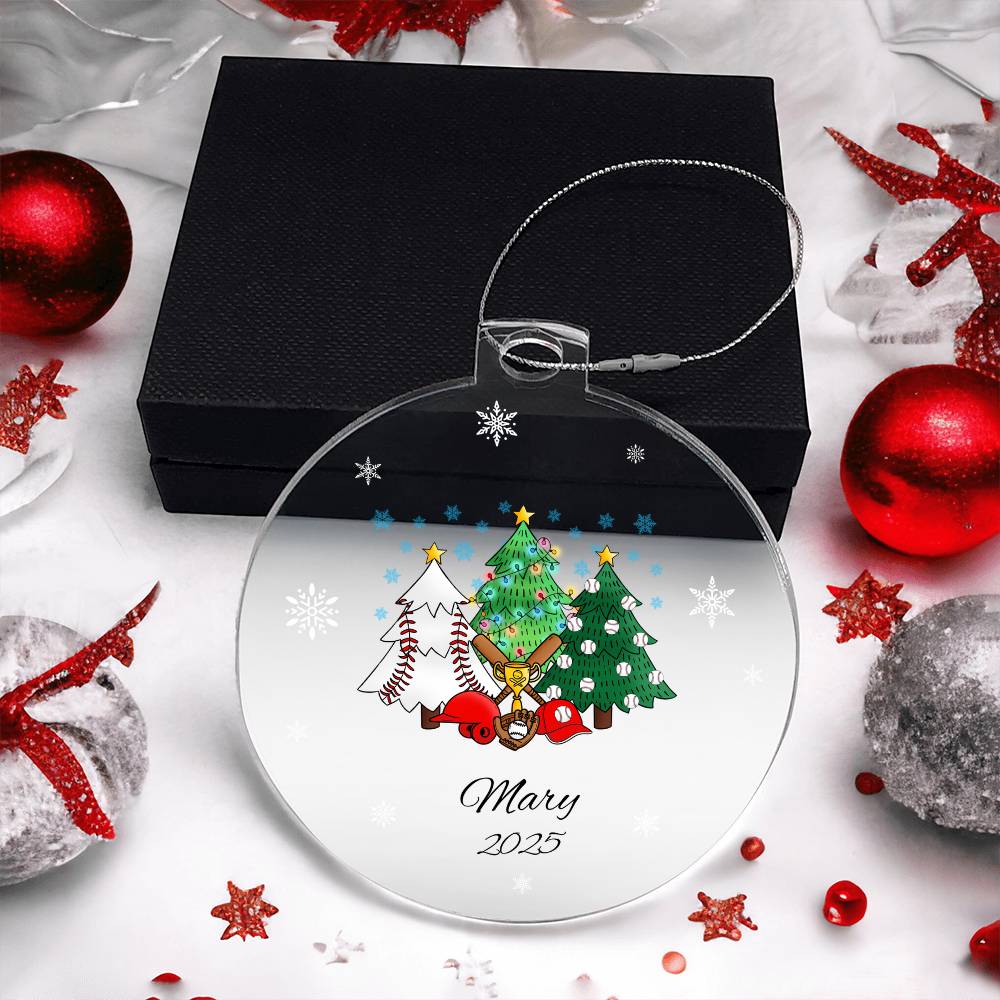 Baseball Christmas Trees Acrylic Ornament Plaque