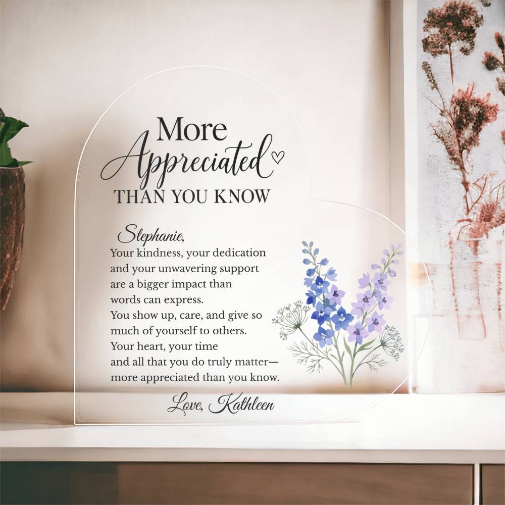 Personalized More Appreciated Than You Know Plaque