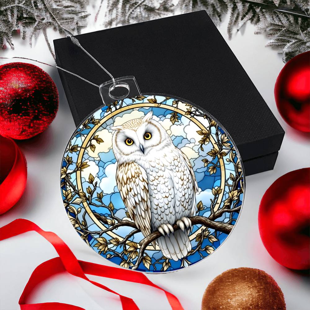 Snowy Owl Acrylic Christmas Ornament