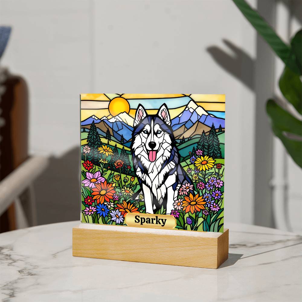 Husky Dog Lighted Plaque