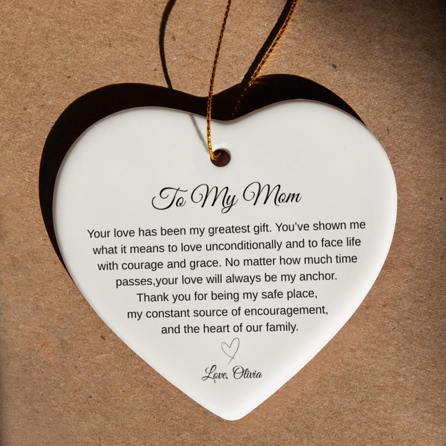 To My Mom Ceramic Heart Ornament