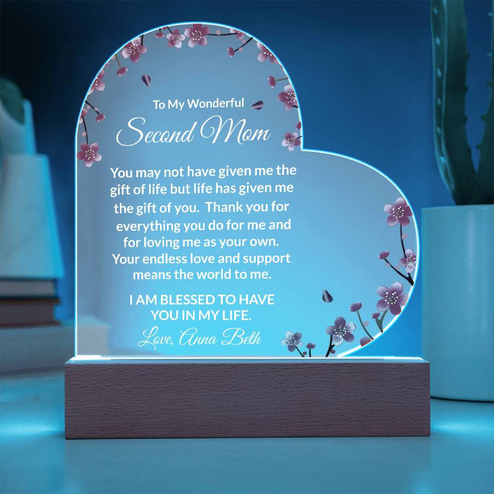 Personalized Second Mom Lighted Plaque Gift