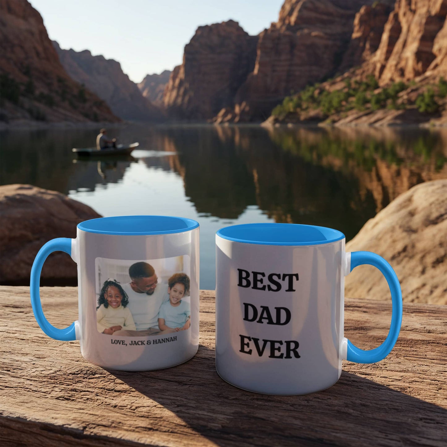 Personalized Dad Photo Mug, Best Dad Ever Coffee Cup, Father's Day Gift, Custom Photo Mug for Dad, Two-Tone Ceramic Mug