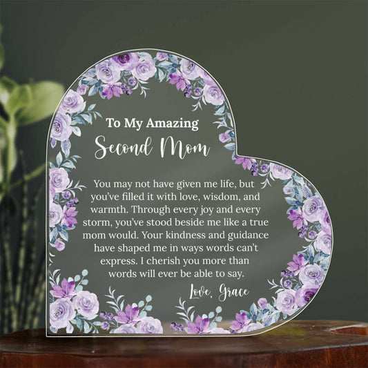 Personalized Second Mom Heart Plaque