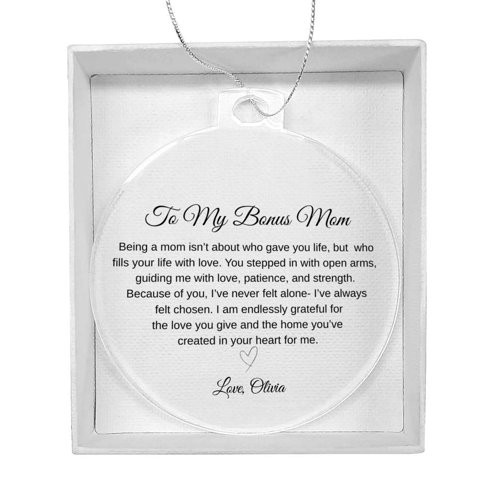 Bonus Mom Acrylic Ornament Plaque