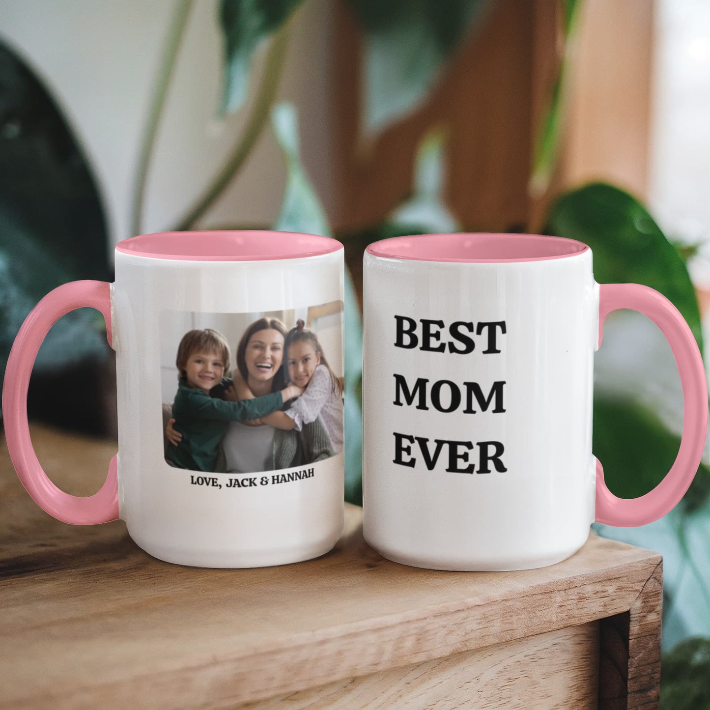 Best Mom Ever Photo Mug, Customizable Two-Tone Coffee Cup, Mother's Day Gift, Personalized Mom Mug, Ceramic Keepsake, Photo Gifts