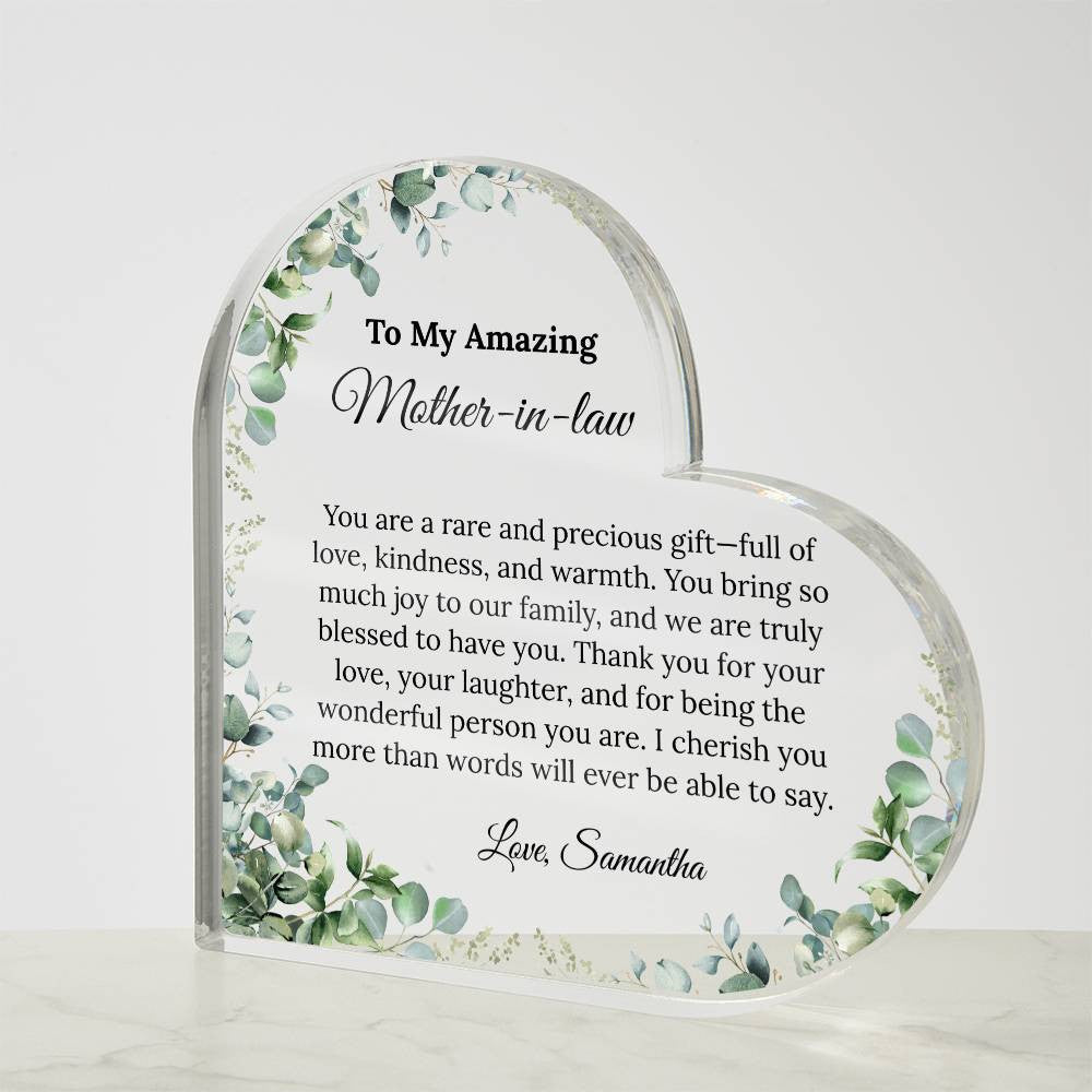 Personalized Mother in Law Heart Plaque