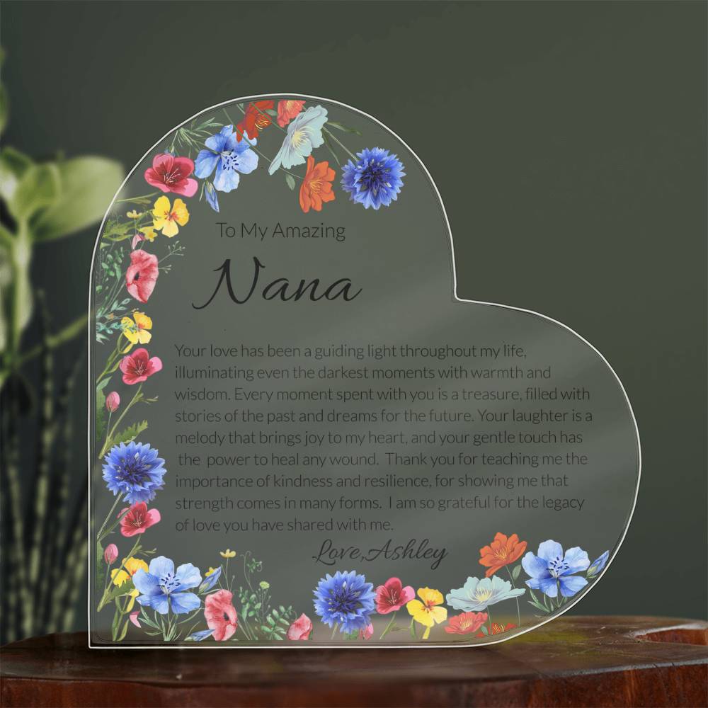Nana Acrylic Heart Plaque