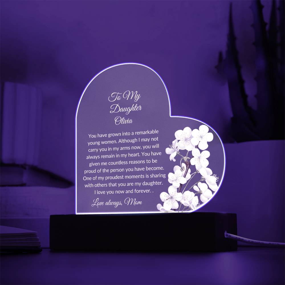 Daughter Acrylic Heart Plaque LED