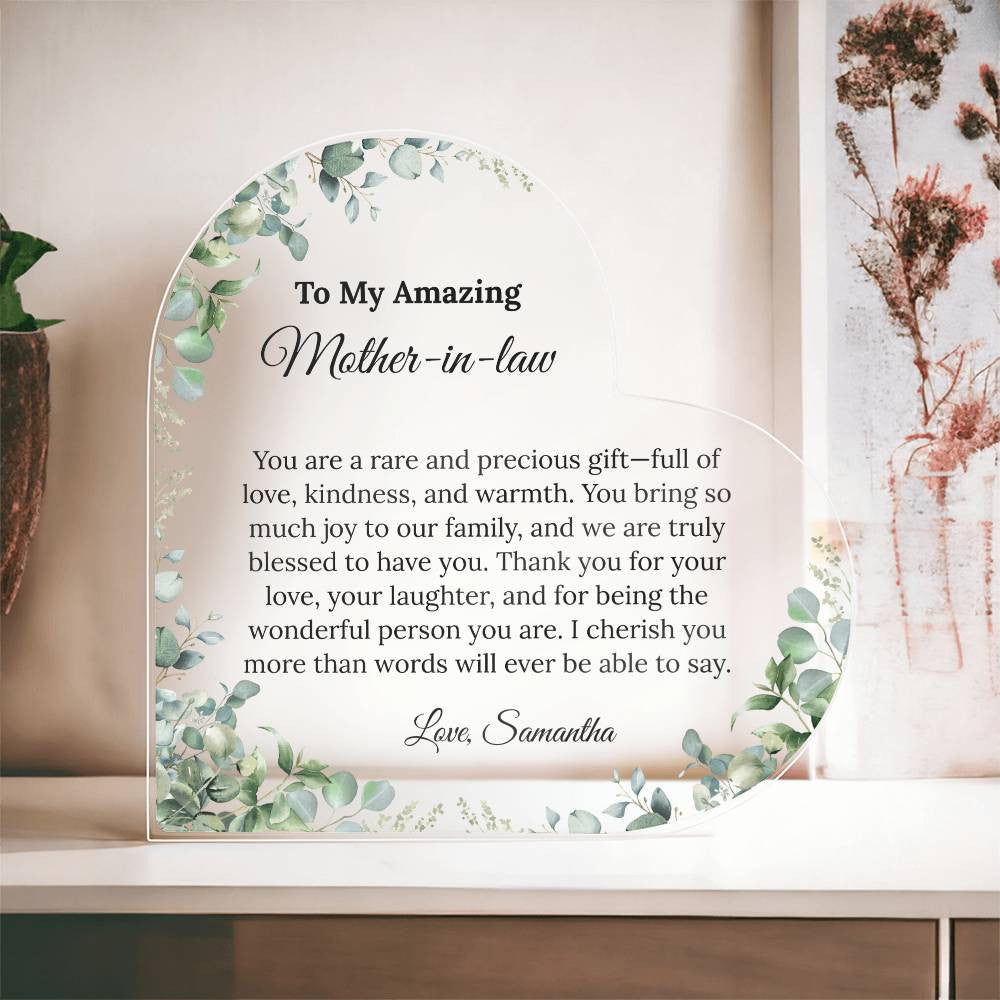 Personalized Mother in Law Heart Plaque