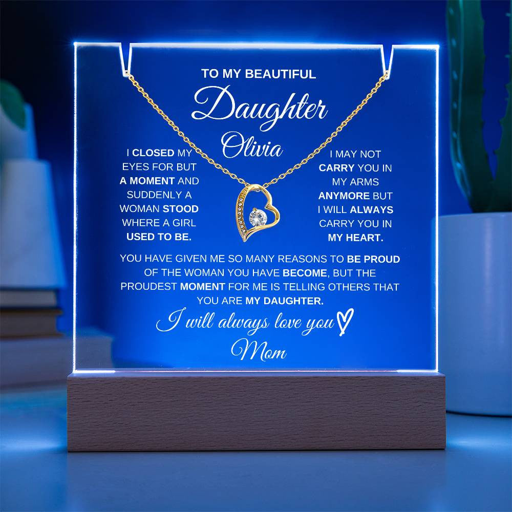Daughter Heart Necklace & Lighted Jewelry Holder Plaque