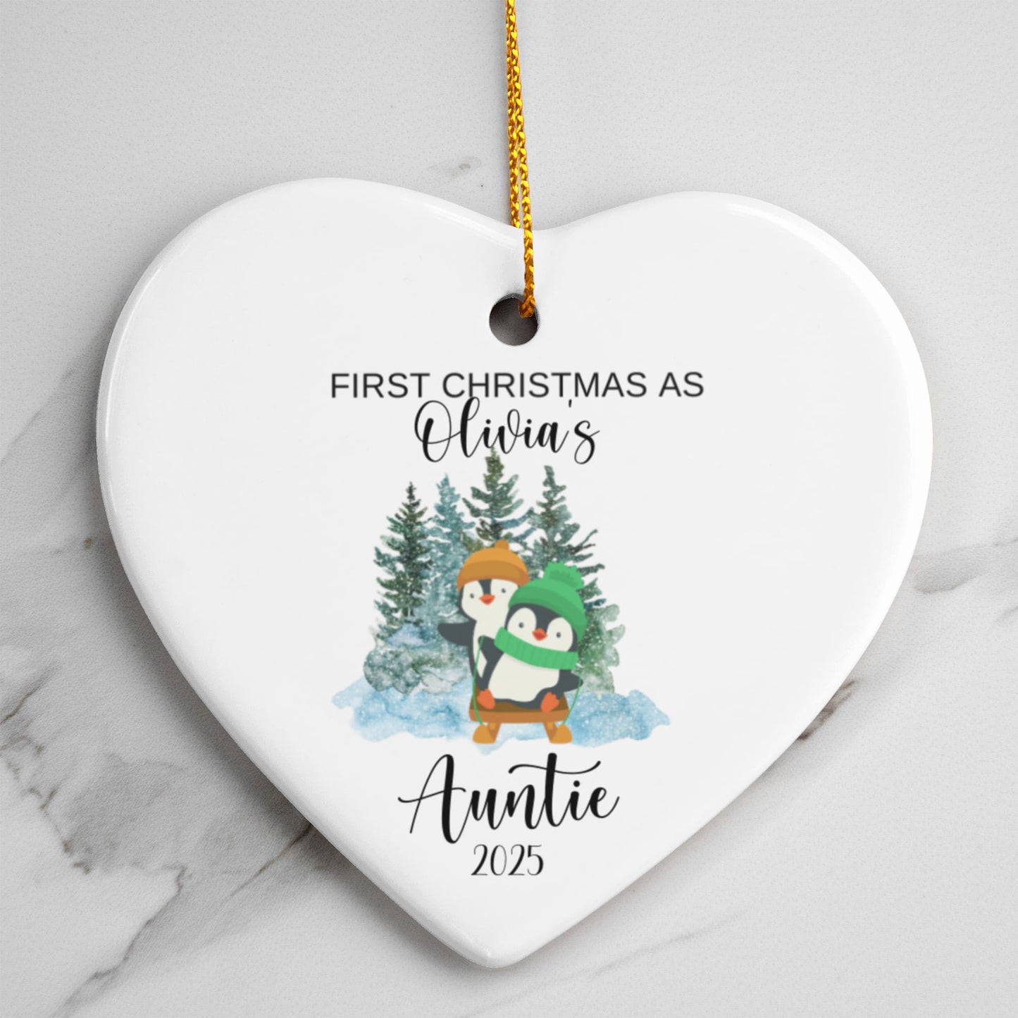 First Christmas As Aunt Heart Ornament