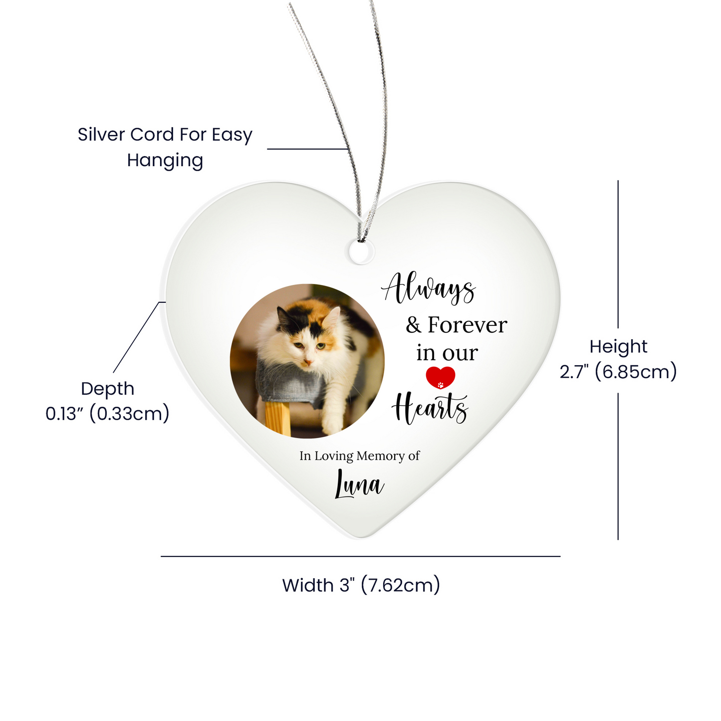 Cat or Dog Memorial Acrylic Heart Ornament