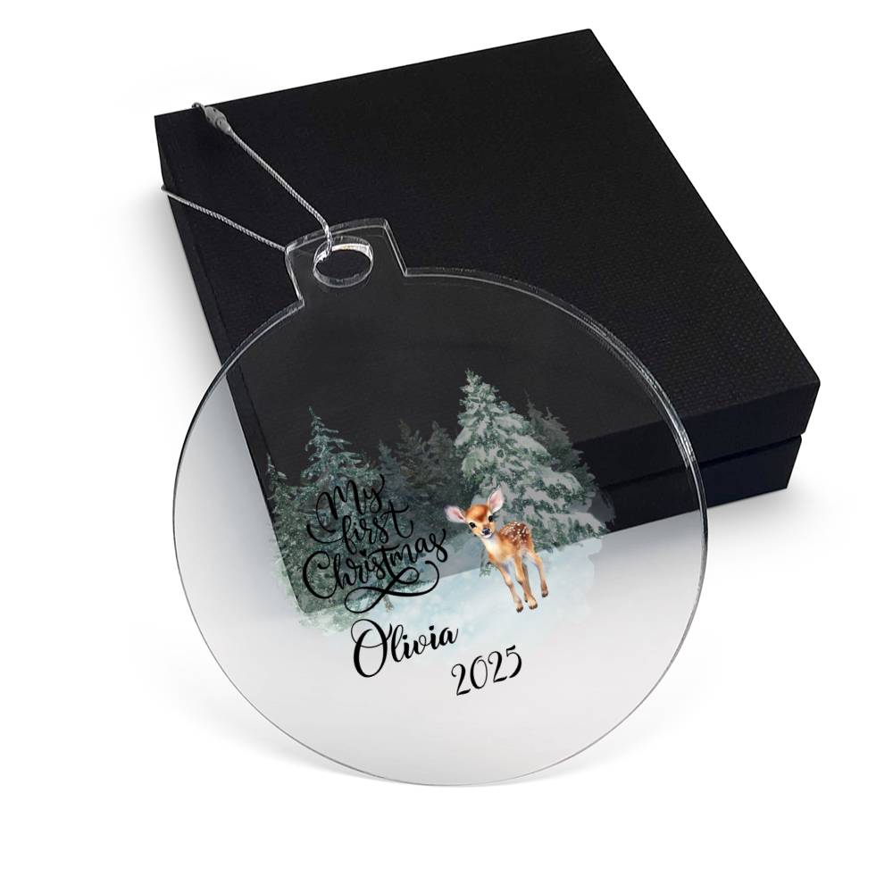 Baby's 1st Christmas Woodland Deer Acrylic Ornament