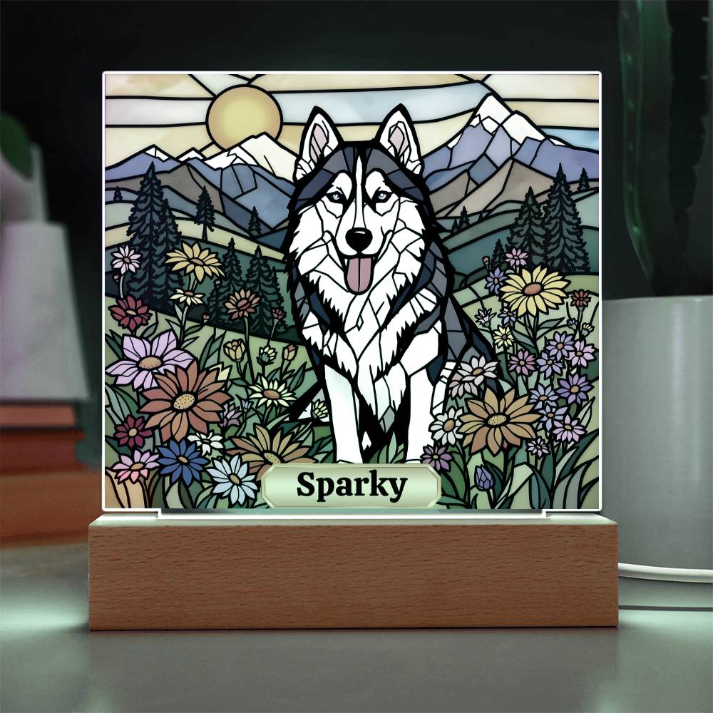 Husky Dog Lighted Plaque