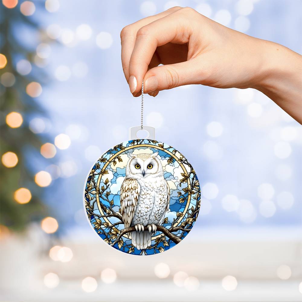 Snowy Owl Acrylic Christmas Ornament