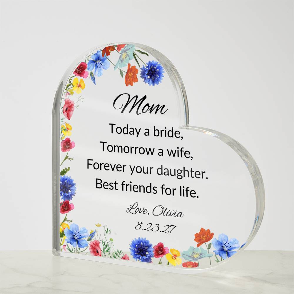 Mother of The Bride Acrylic Heart Plaque
