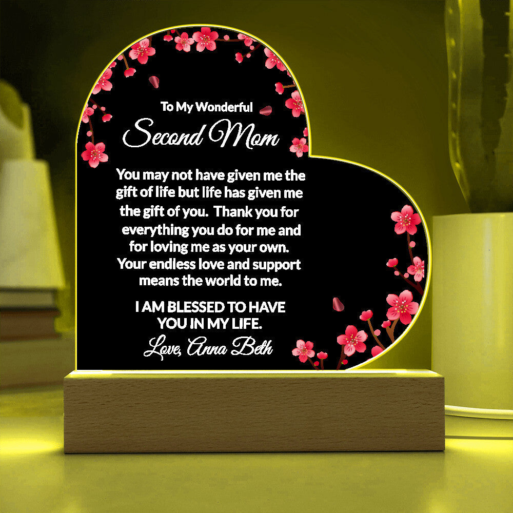 Personalized Second Mom Lighted Plaque Gift
