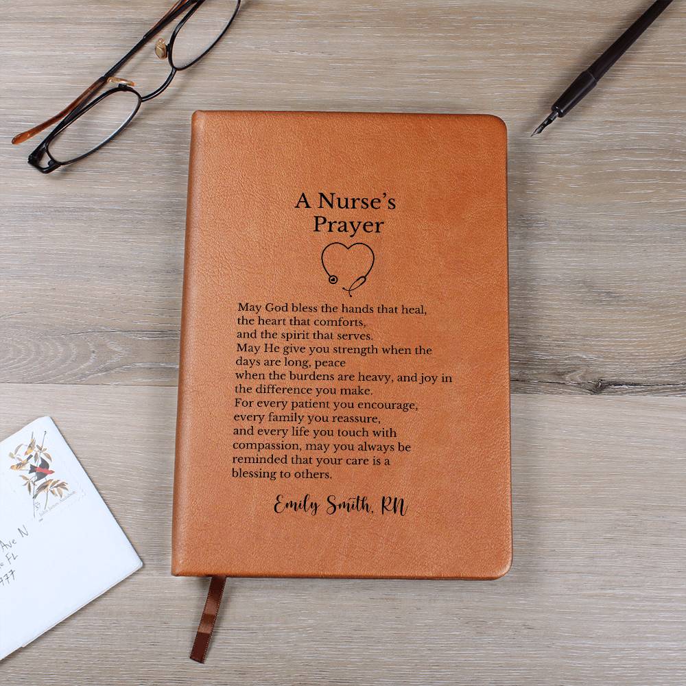 A Nurses Prayer Journal, Vegan Leather Notebook Gift, Inspiring Nurse Keepsake, Personalized Prayer Book, RN Thank You Gift