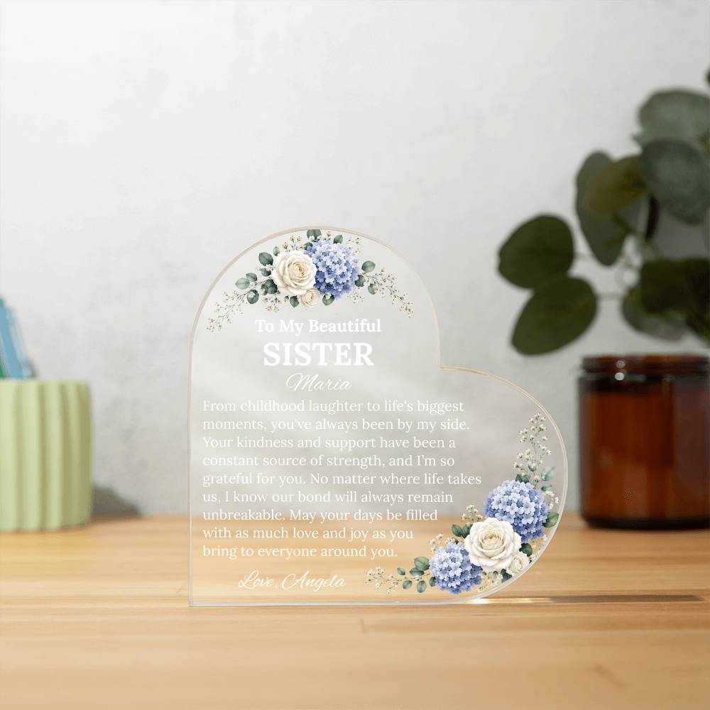 Sister Heart Acrylic Plaque Gift