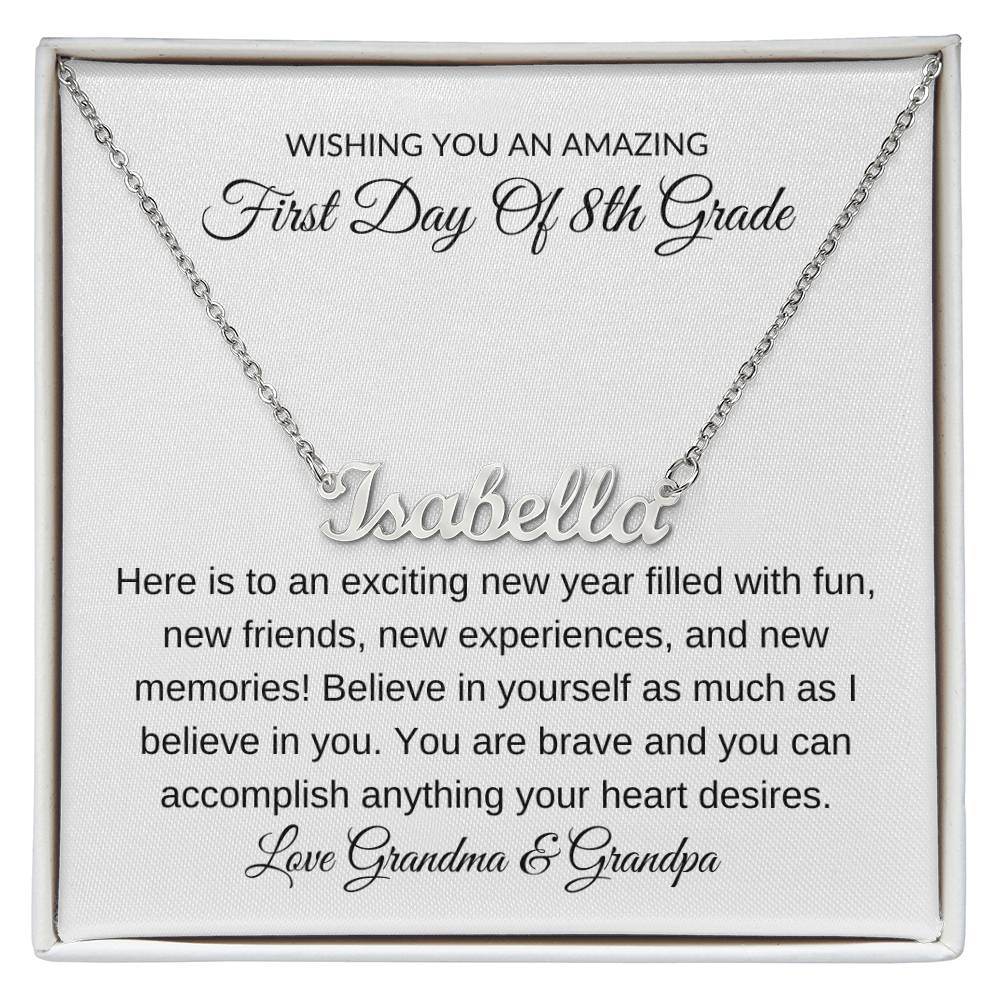 1st Day of School Necklace Gift - Custom Grade & Signature